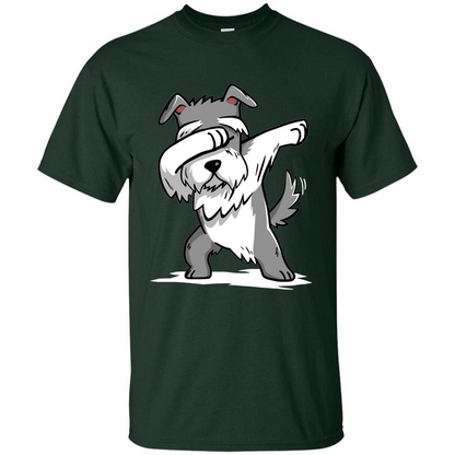 Schnauzer Cute Dabbing T-Shirt Funny Dab Dance Gift T-shirt Forest Green