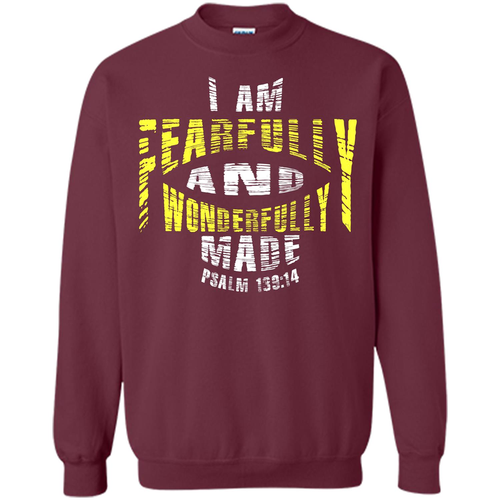 Christian T-shirt I Am Fearfully And Wonderfully Made Psalm Maroon
