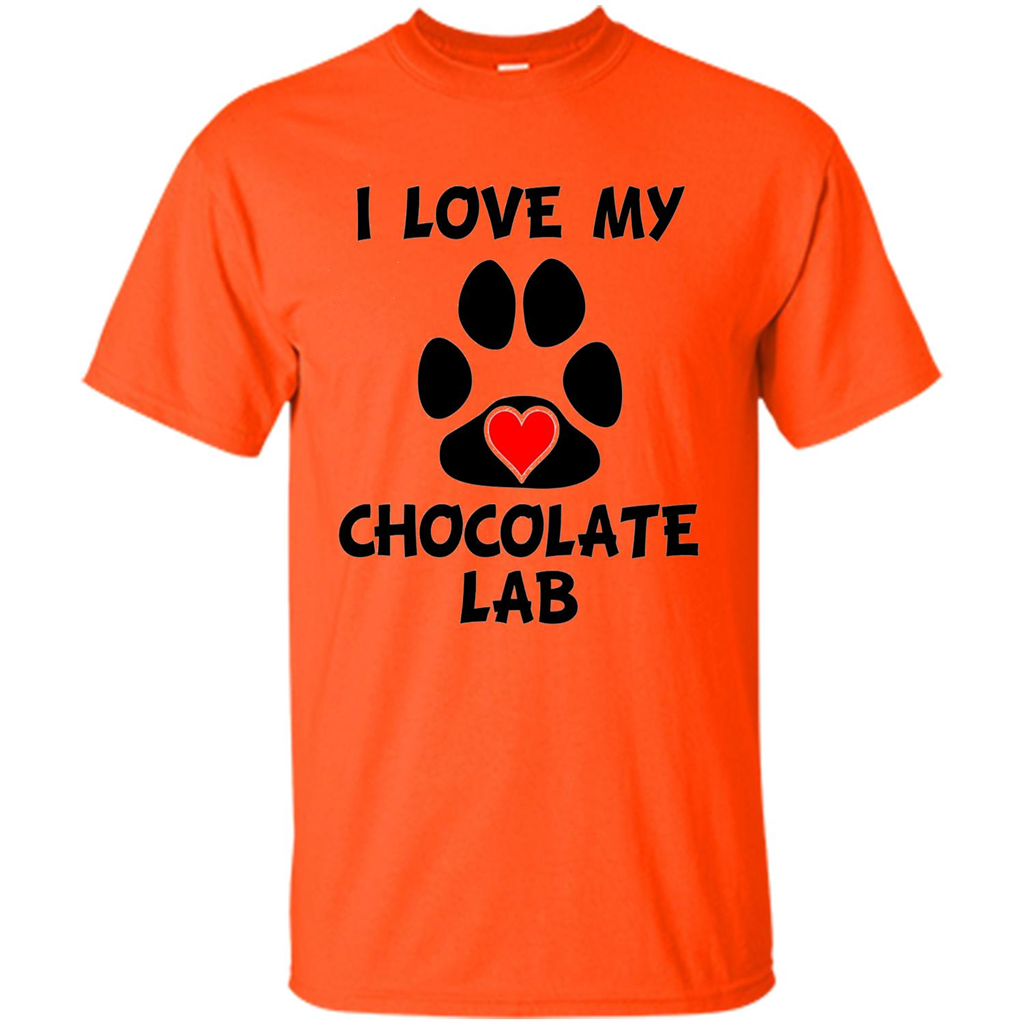 I Love My Chocolate Lab Paw T-shirt Heart Dog Owner T-Shirt Orange