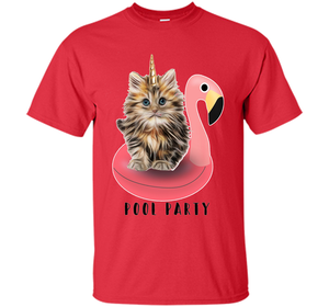 Pool Party Flamingo Float Funny Cat T-shirt for Women t-shirt