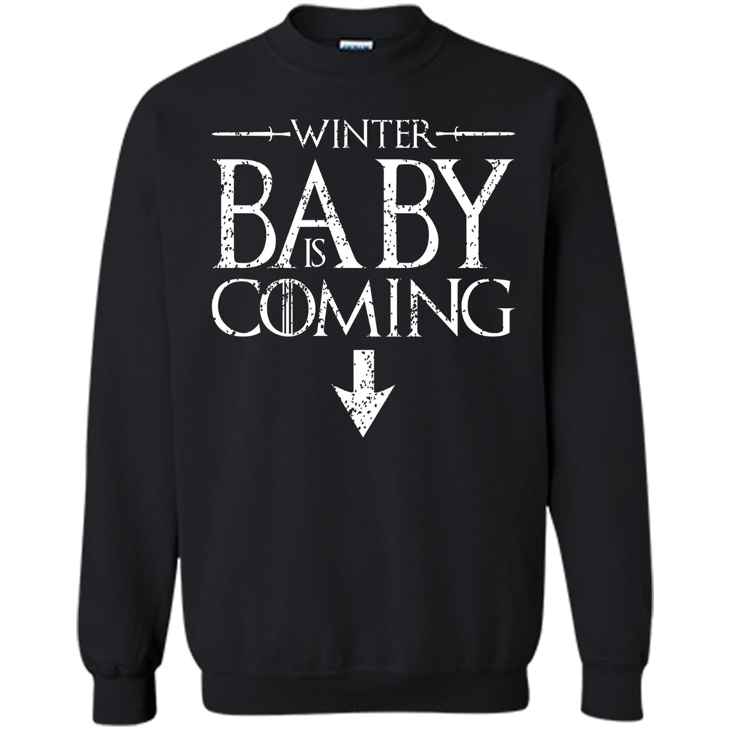 Funny Humor Maternity T-shirt Winter Baby is Coming Black
