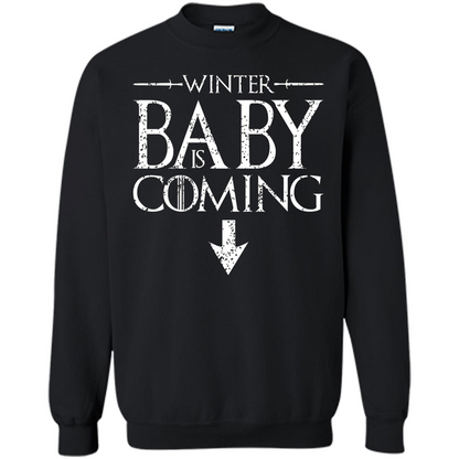 Funny Humor Maternity T-shirt Winter Baby is Coming Black