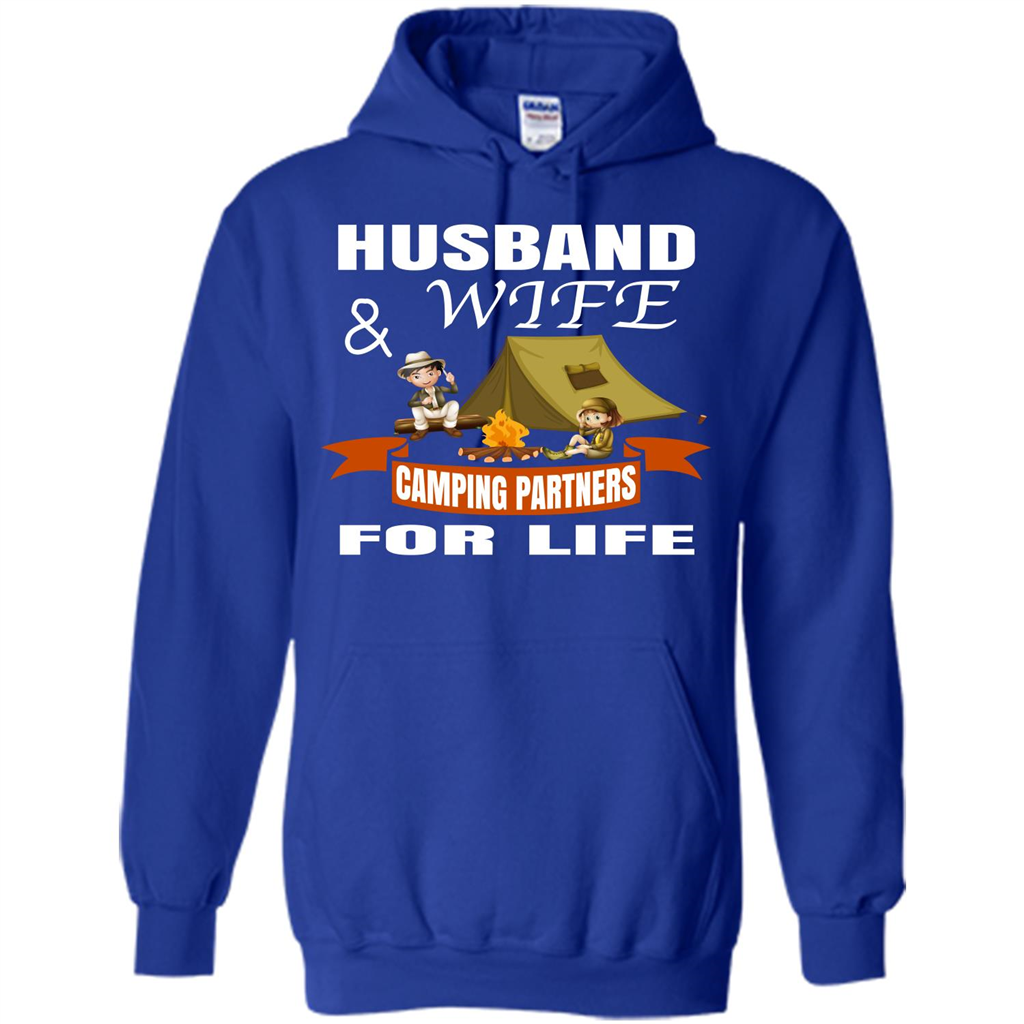 Camping Family T-shirt Husband And Wife Camping Partners For LIfe Royal