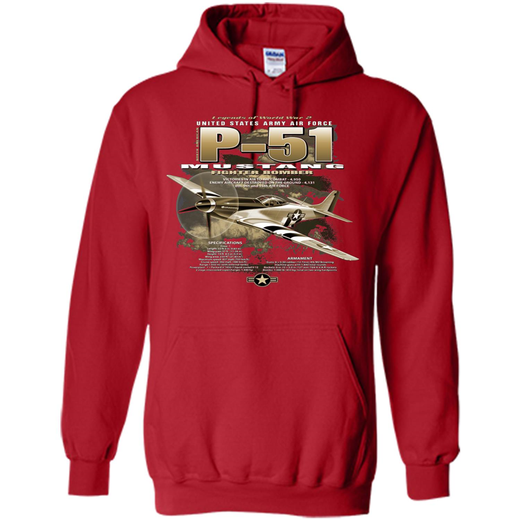 P-51 Mustang United States Army Air Force Fighter T-shirt Red