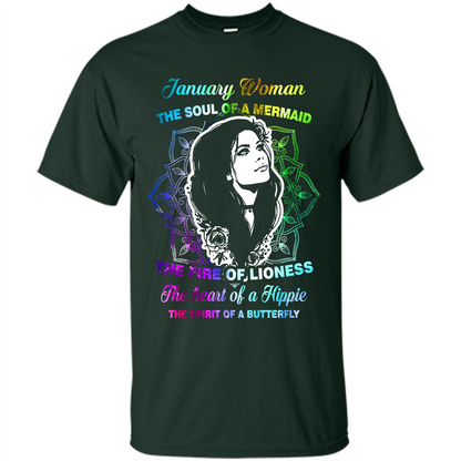 January Woman T-shirt The Heart Of A Hippie Forest Green