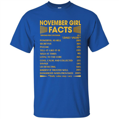 November Girl Facts T-shirt Birthday Gift T-shirt Royal