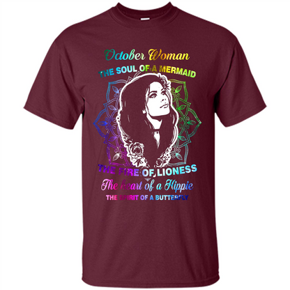 October Woman T-shirt The Heart Of A Hippie Maroon