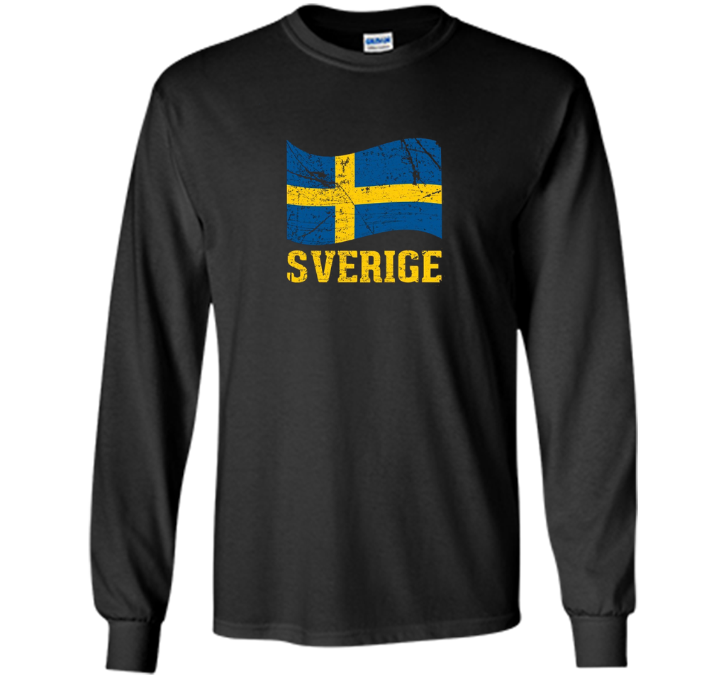 Swedish Flag, Sverige Souvenir Vintage T-Shirt t-shirt Black