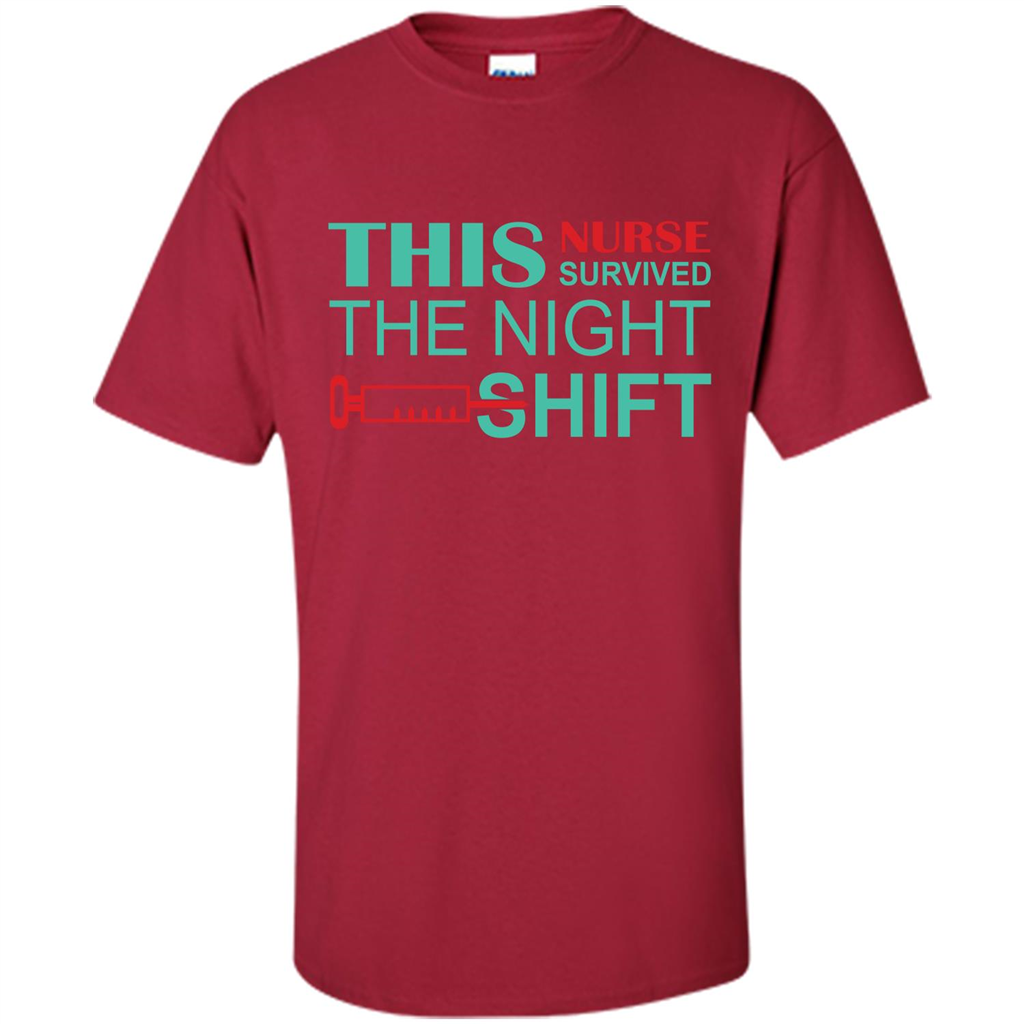 Nurse T-shirt This Nurse Survived The Night Shift Cardinal