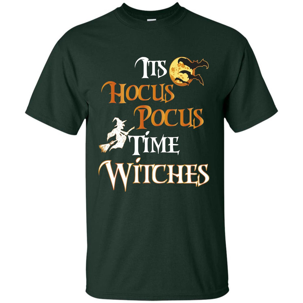 Halloween Witch T-shirt It's Hocus Pocus Time Witches Forest Green
