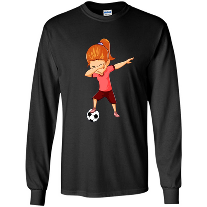 Soccer T-shirt For Girls Funny Dabbing Dab Dance Soccer Ball Black