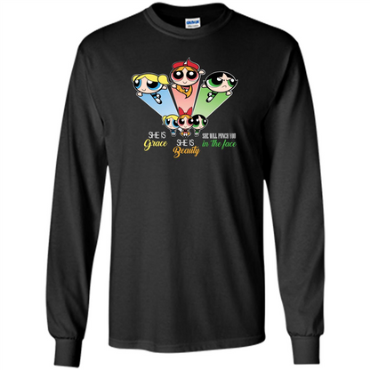 Powerpuff Girls T-shirt She Is Beauty She Is Grace T-shirt Black