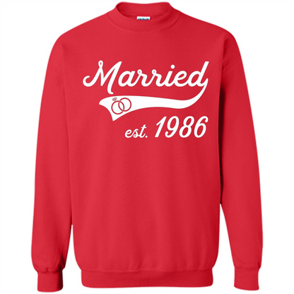 Married Since 1986 T-shirt Wedding Anniversary T-Shirt Red