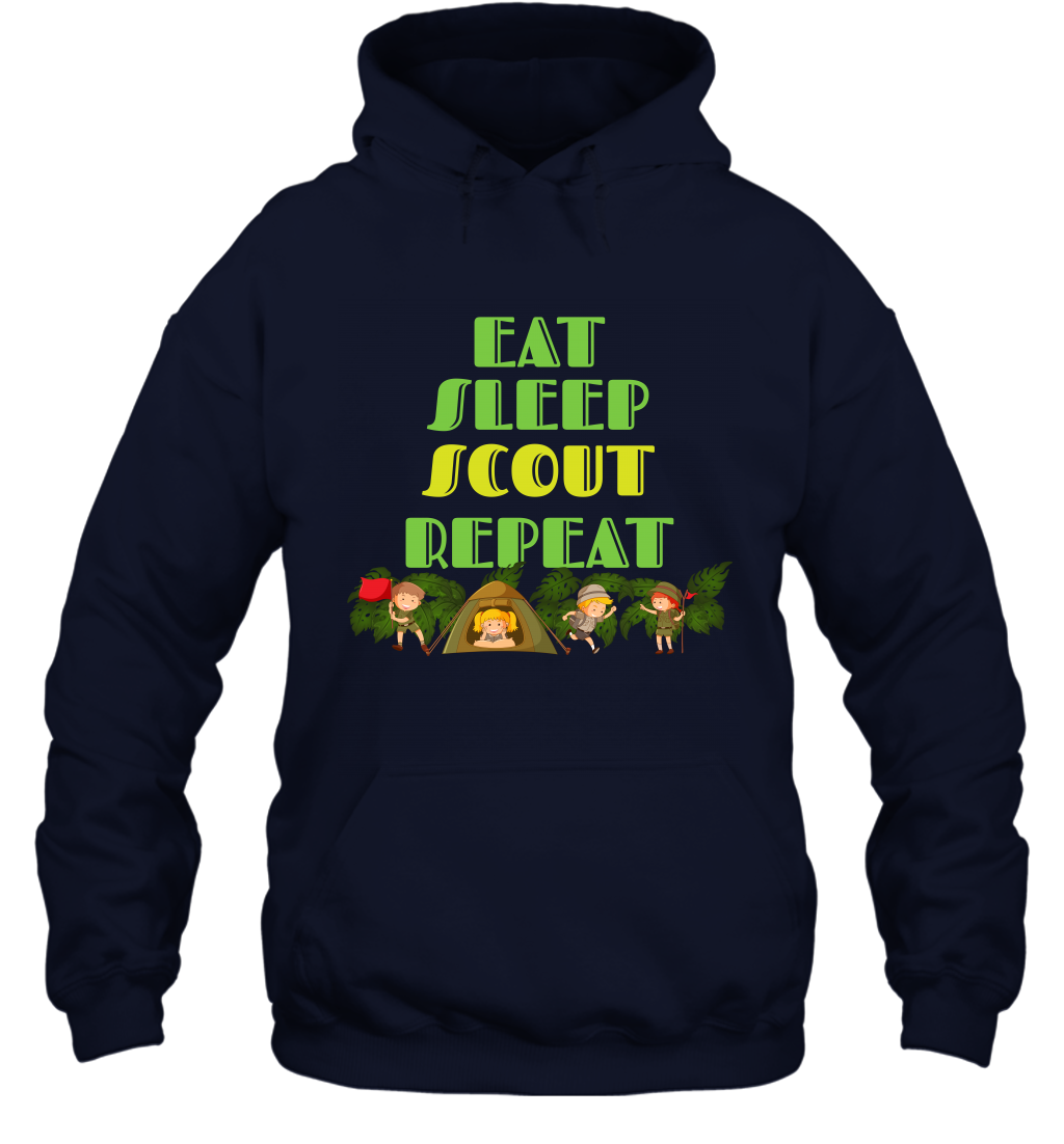 Eat Sleep Scout Repeat Shirt Hoodie Hoodie Navy