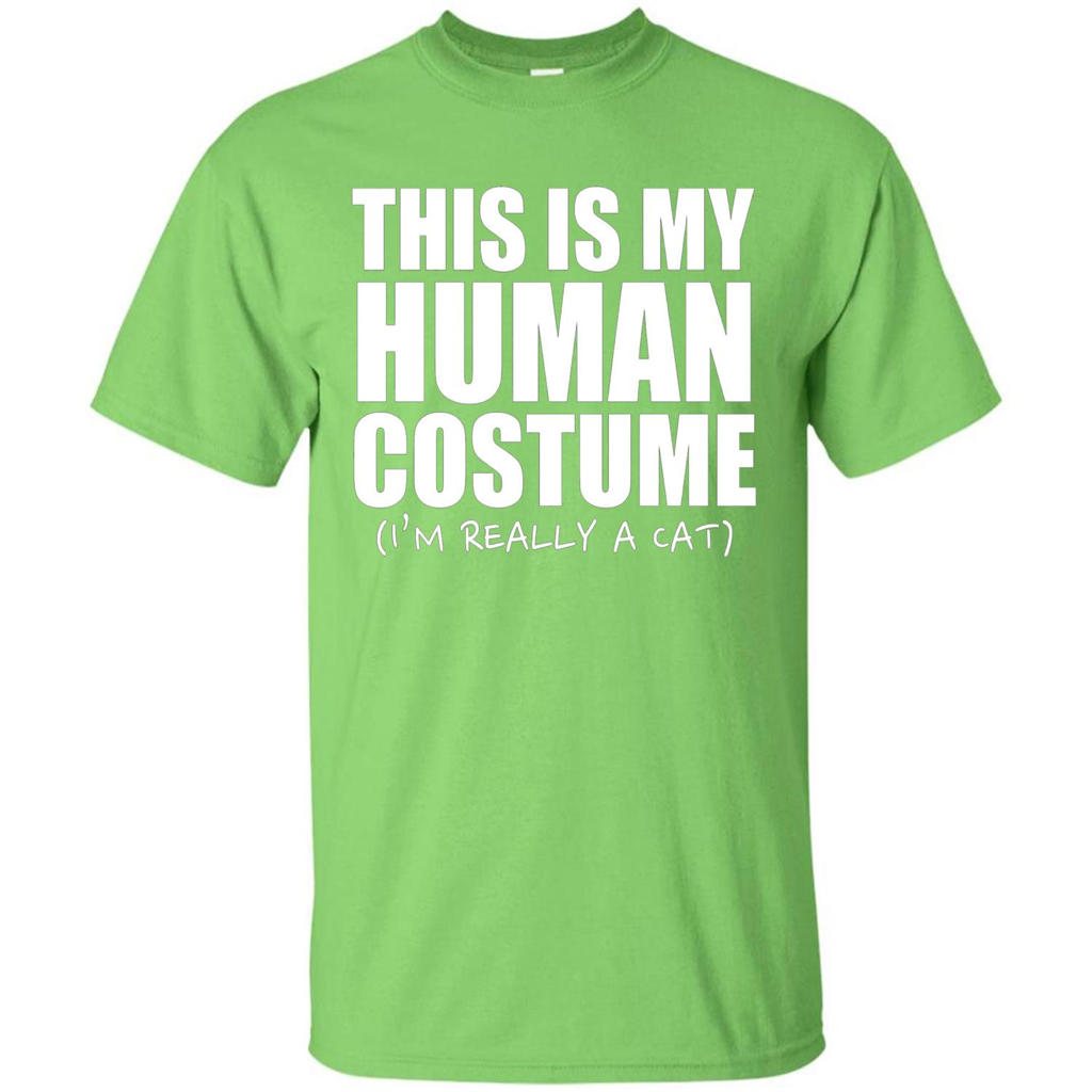 This Is My Human Costume I'm Really A Cat Halloween T-Shirt Lime