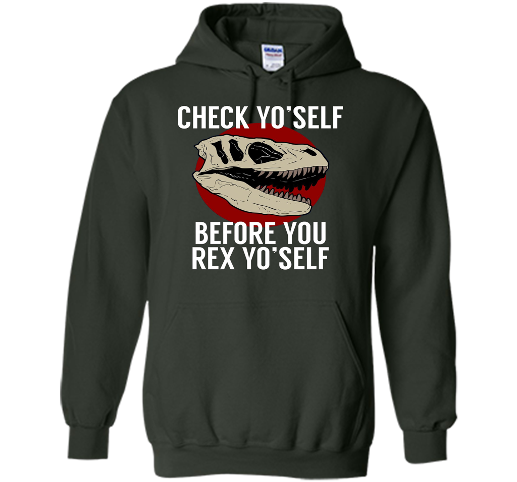 Dinosaur T-shirt Check Yo'Self Before You Rex Yo'Self T-shirt Forest Green