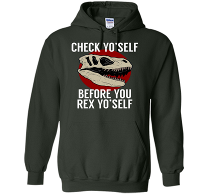Dinosaur T-shirt Check Yo'Self Before You Rex Yo'Self T-shirt Forest Green