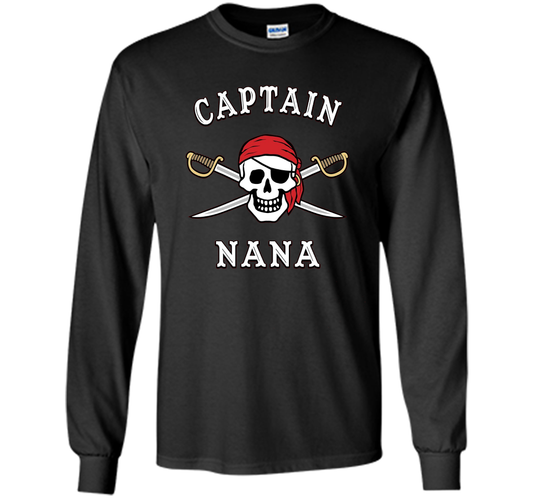 Captain Nana Funny Pirate T-shirt cool shirt Black