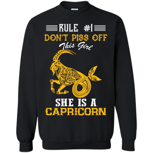 Capricorn T-shirt Rule Dont Piss Off This Girl T-shirt Black