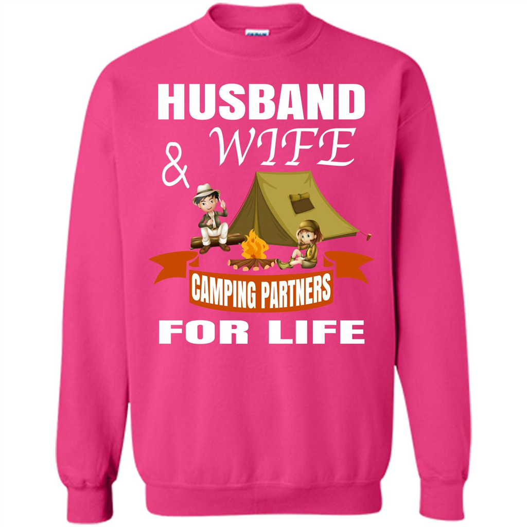 Camping Family T-shirt Husband And Wife Camping Partners For LIfe Heliconia