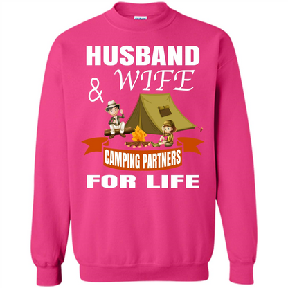 Camping Family T-shirt Husband And Wife Camping Partners For LIfe Heliconia