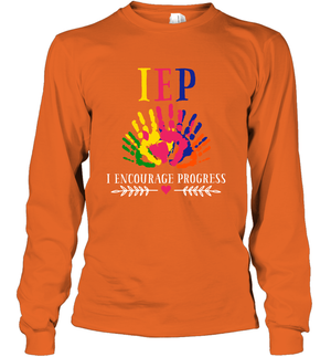 IEP I Encourage Progress Colors Fingerprint Hand Shirt Long Sleeve T-Shirt
