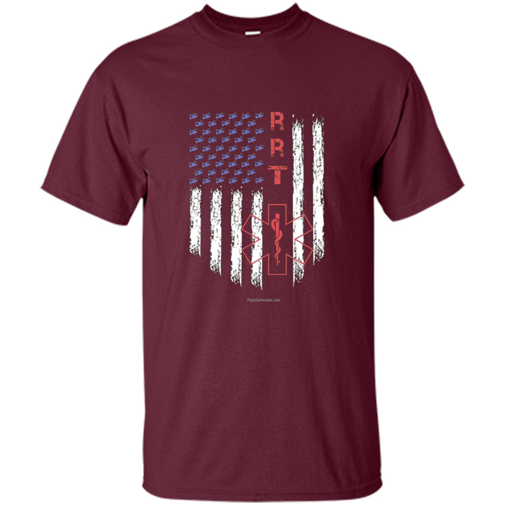 RRT - Respiratory Therapist American Flag T-shirt Maroon