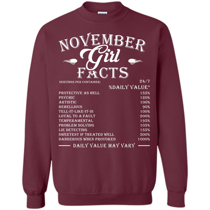 November Girl Facts T-shirt Maroon