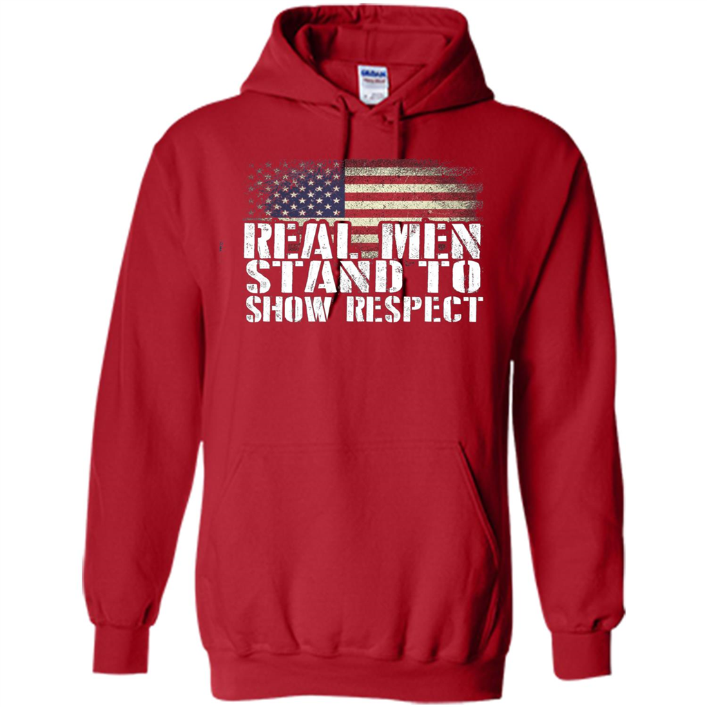 Military T-shirt Real Men Stand To Show Respect Red