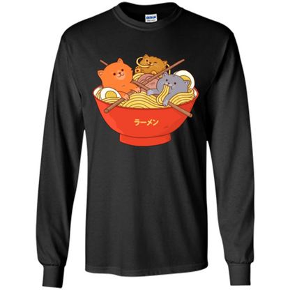 Ramen Noodles And Cats T-shirt Black