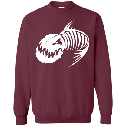Fisherman Gift T-shirt Badass Fish Bone Skeleton Maroon