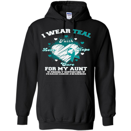 I Wear Teal For My Aunt - Ovarian Cancer Awareness T-Shirt Black