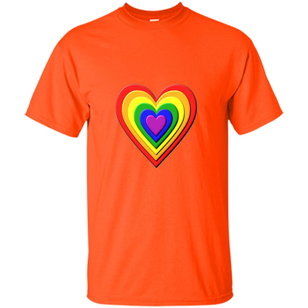 LGBT T-shirt Rainbow Heart T-shirt Orange