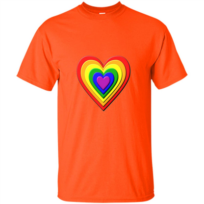 LGBT T-shirt Rainbow Heart T-shirt Orange