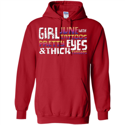 June Girl T-shirt With Tattoos Pretty Eyes and Thick Thighs Red