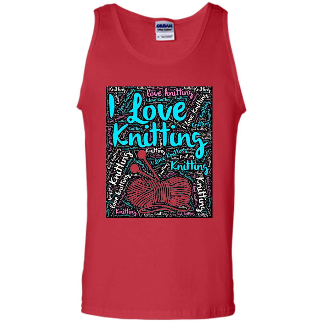 Knitting Wordcloud Knitter T-shirt Love Knitting Red