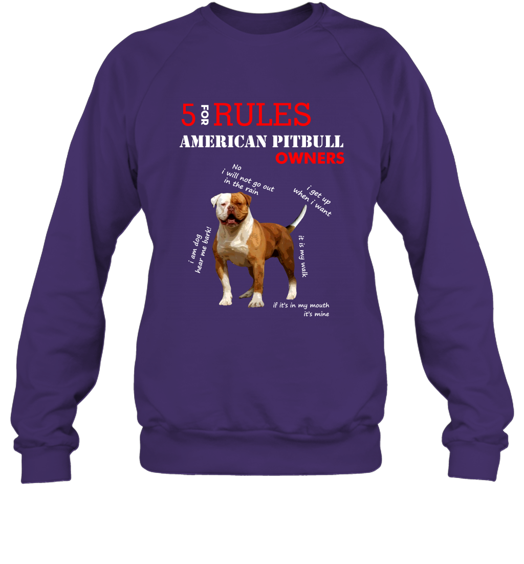 5 For Rules American Pitbull Owners Shirt Sweatshirt Purple