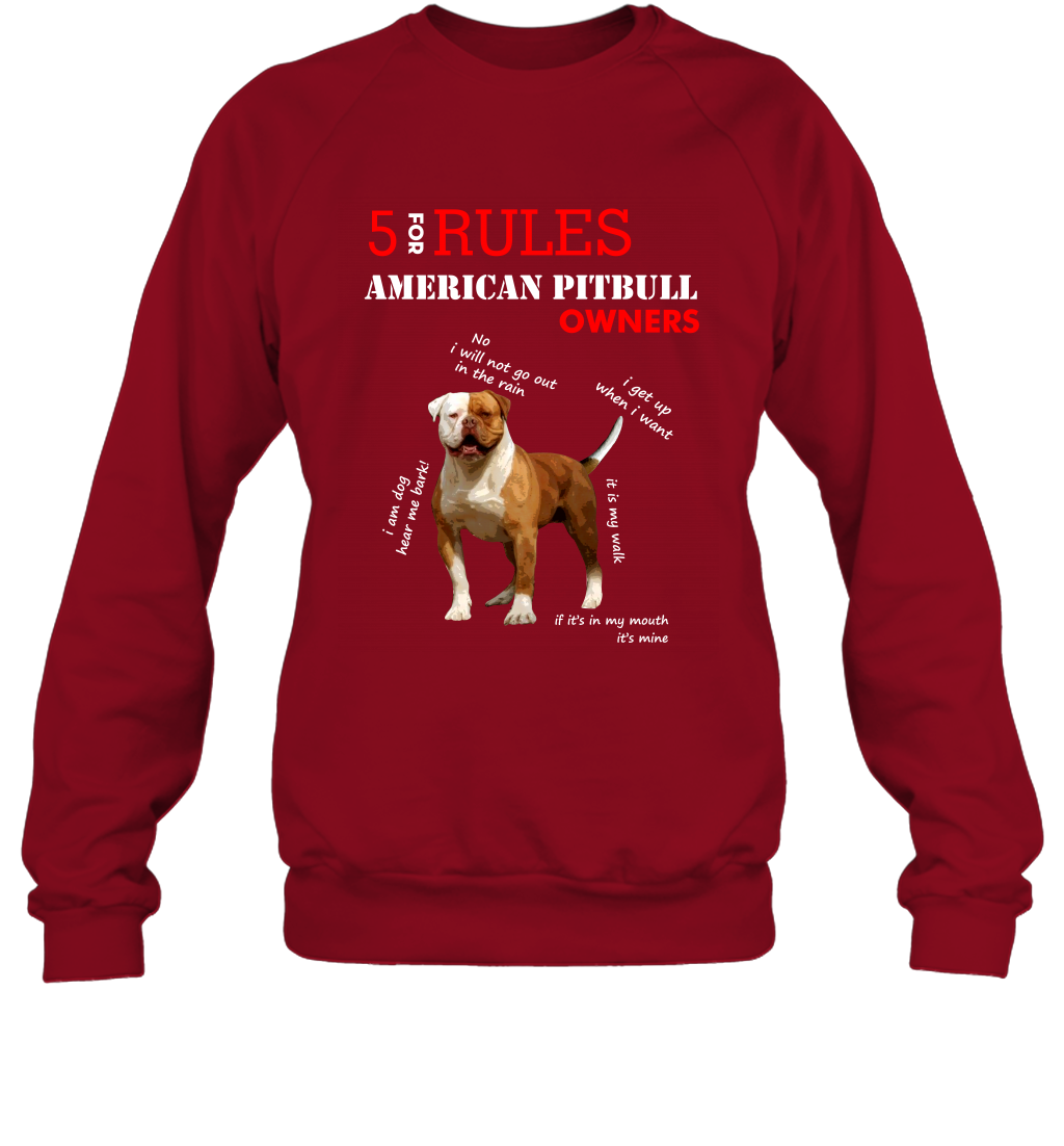 5 For Rules American Pitbull Owners Shirt Sweatshirt Cardinal Red