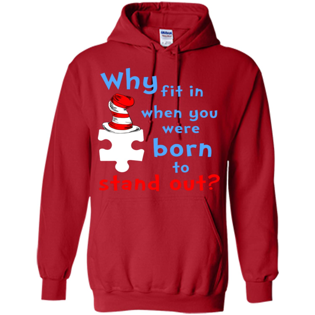 Autism Awareness T-Shirt Why Fit In When You Were Born To Stand Out Red