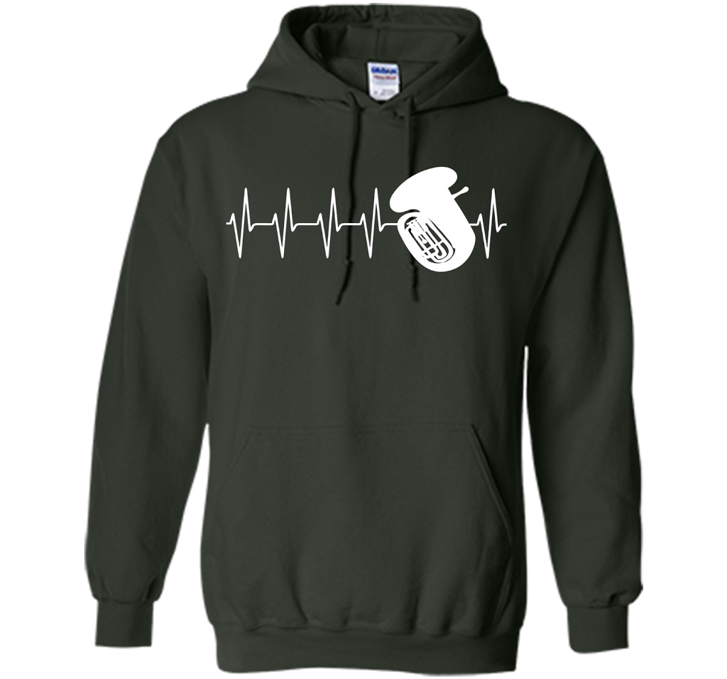 Sousaphone T-shirt Heartbeat Tube Sousaphone Forest Green