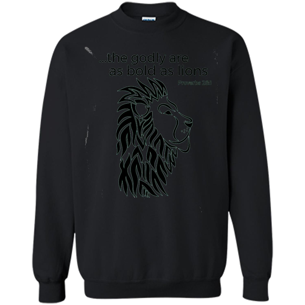 Proverbs 28:1 The Godly Are As Bold As Lions Bible Christian T-shirt Black