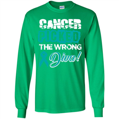Cancer Awareness T-shirt Cancer Picked The Wrong Diva T-shirt Irish Green