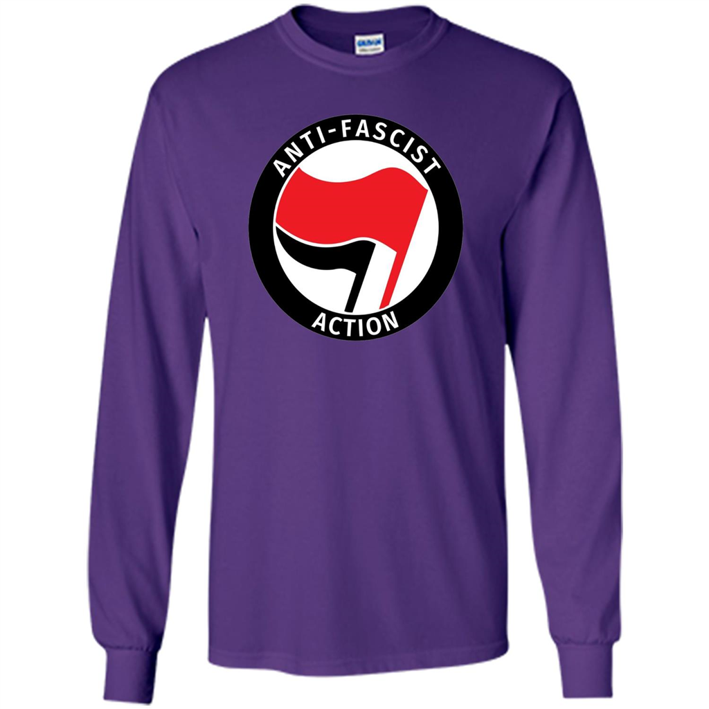 Anti - Fascist Action T-shirt Purple