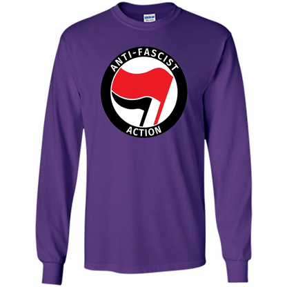 Anti - Fascist Action T-shirt Purple