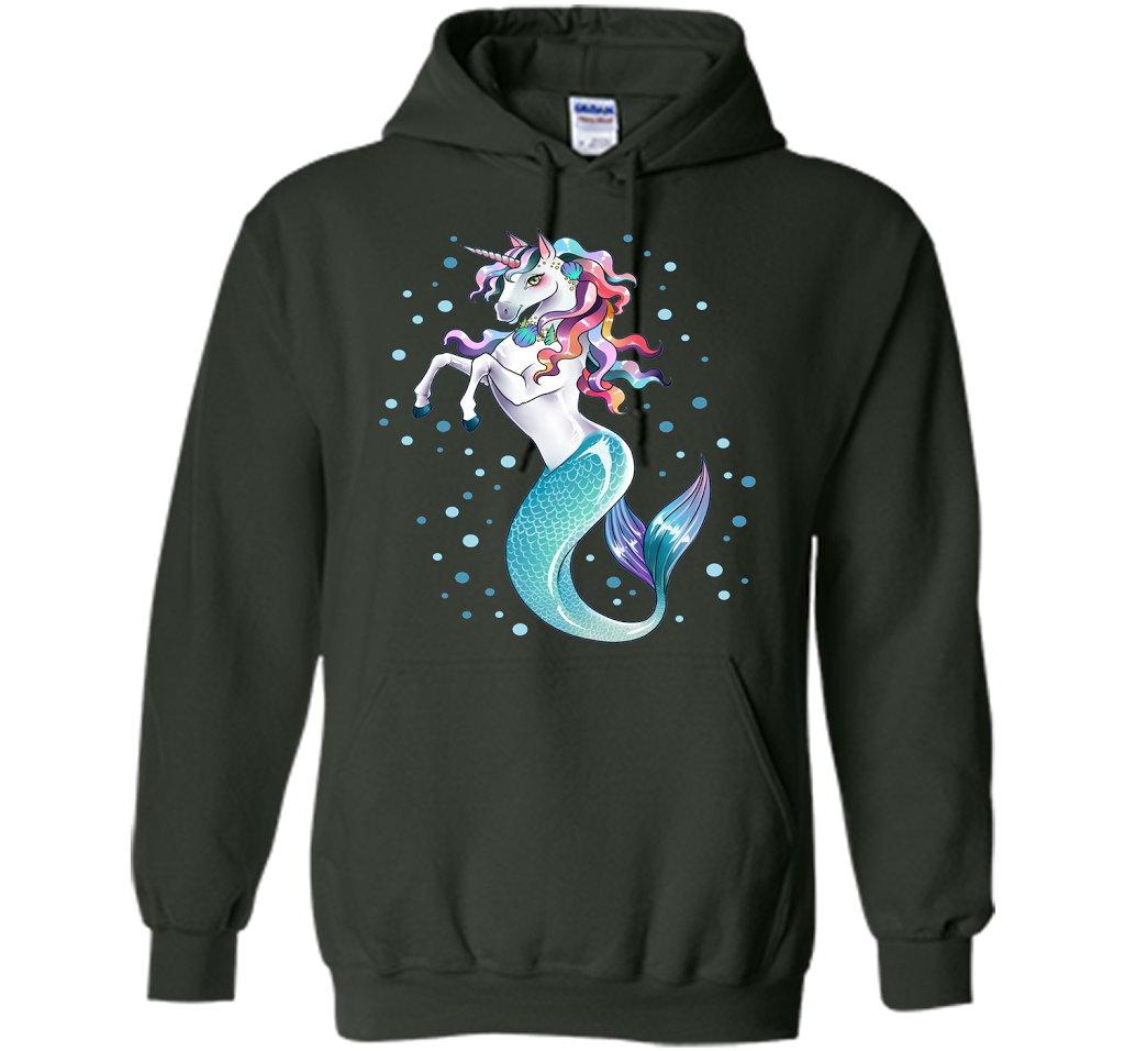Unicorn Mermaid Mermicorn Cute T-Shirt Gifts for Girls kids cool shirt Forest Green