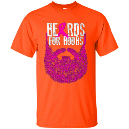 Beards For Boobs T-shirt Cancer Awareness T-shirt Orange
