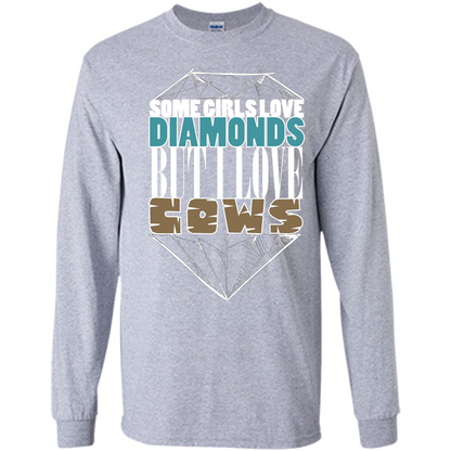 Cow Lovers T-shirt Some Girls Love Diamond But I Love Cows Sport Grey