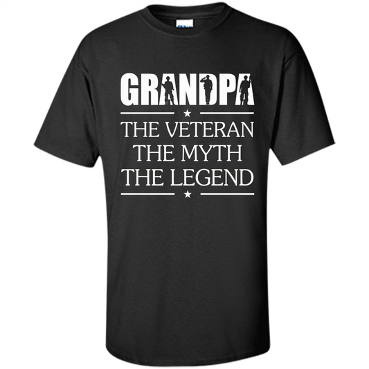 Fathers Day T-shirt Grandpa The Veteran The Myth The Legend Black