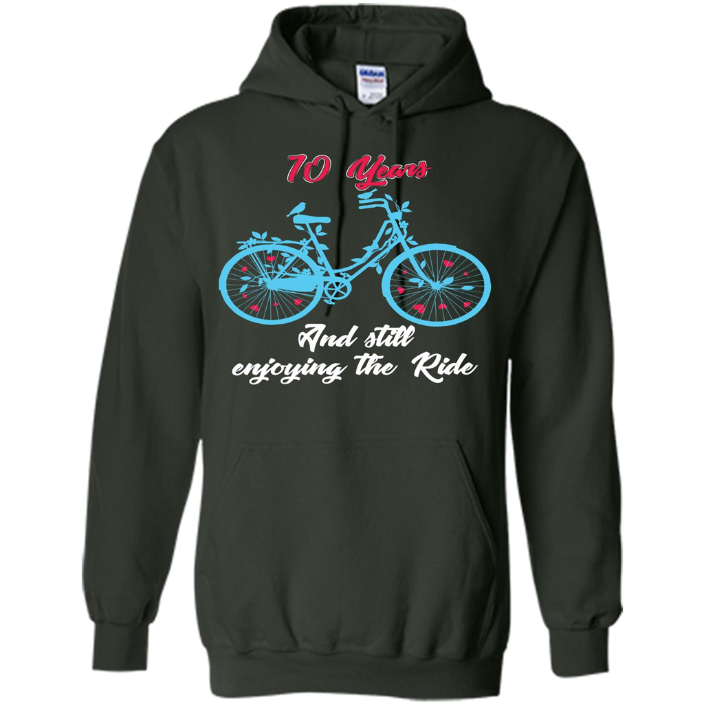 Anniversary T-shirt 10 Years And Still Enjoying The Ride Forest Green