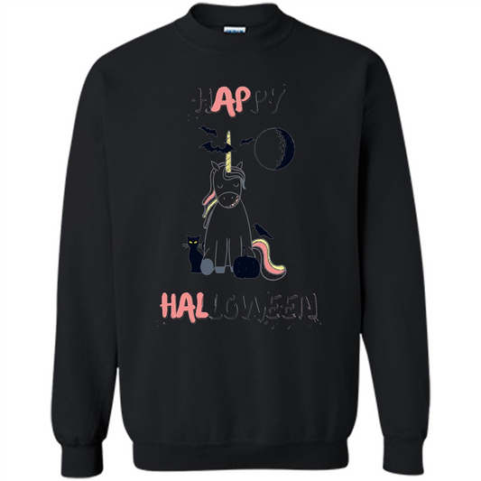 Unicorn Happy Halloween T-shirt Color Unicorn T-shirt Black